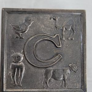 Vintage silver plated cube baby piggy bank